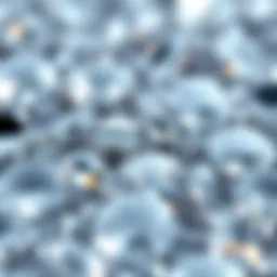 Close-up view of sparkling clear rhinestones arranged artistically