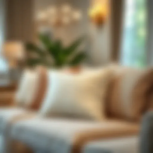 Elegant cream throw pillow on a stylish couch