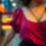 Elegant scoop neck top showcasing intricate fabric details