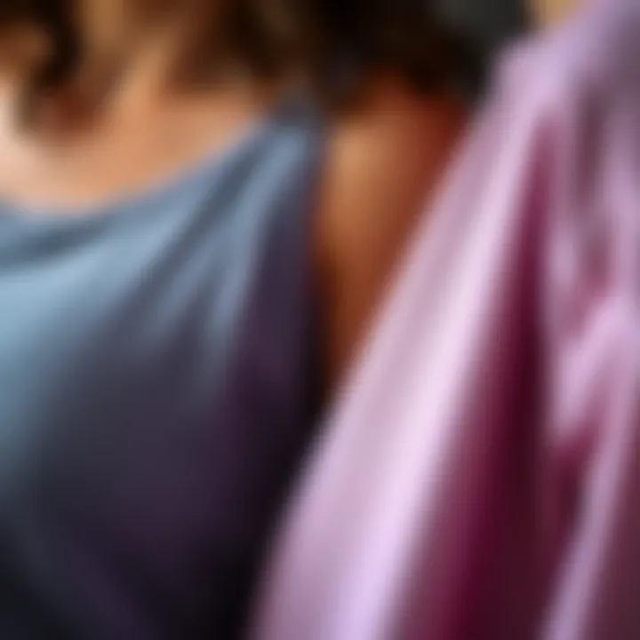 Close-Up of Fabric Textures Close-up of fabric textures used in scoop neck tops