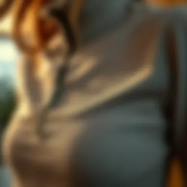 Textural Elegance Close-up of half zip crop top detailing and fabric texture