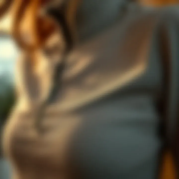 Textural Elegance Close-up of half zip crop top detailing and fabric texture