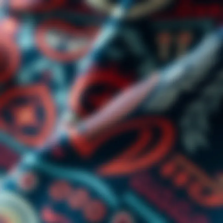 Intricate Totem Patterns Close-up of fabric showcasing intricate totem patterns