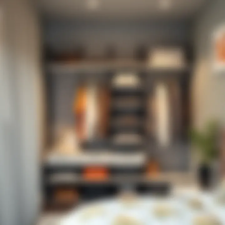 Stylish Shelving in Modern Spaces Stylish closet tension shelves in a modern bedroom setting