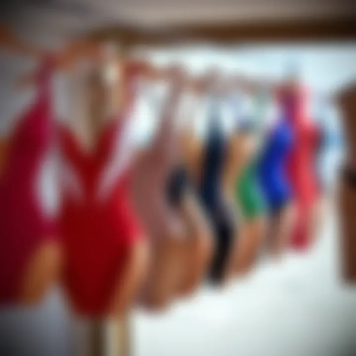 Diverse Styles of One-Piece Swimsuits Different styles of one-piece swimsuits displayed
