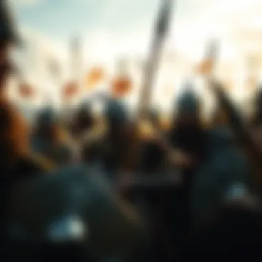 A historical depiction of Viking warriors in battle