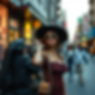 A vibrant street scene depicting diverse expressions of chic