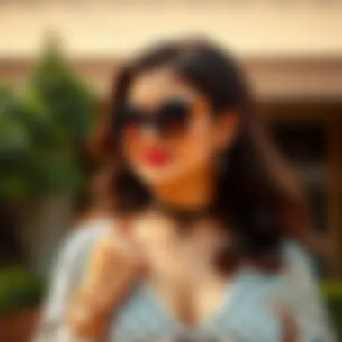 A chic plus fashion top paired with complementary accessories.