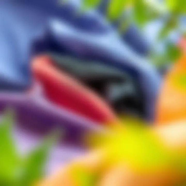 An array of sustainable fabrics used in modern plus fashion tops.