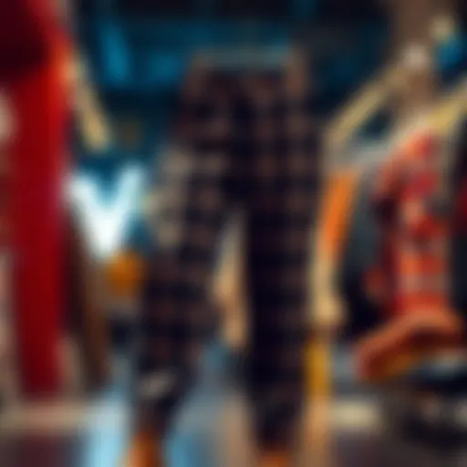 A stylish pair of plus size plaid pants on display