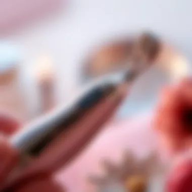 Detailed View of Eyebrow Epilator Close-up of an eyebrow epilator showcasing its design and features