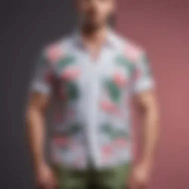 Man pairing a flamingo print shirt with casual shorts