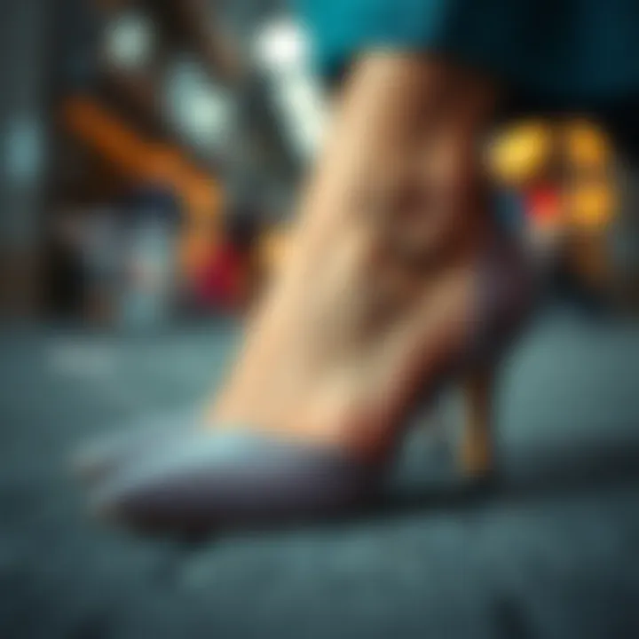 Comfort Features in High Heel Flats A close-up of the comfort features incorporated in high heel flats