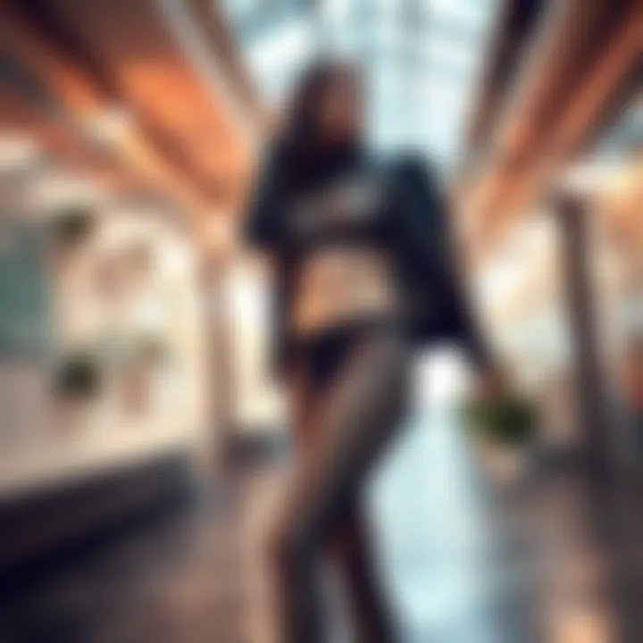 Fashion Forward: Styling with Hollow Out Mesh Tights Fashionable outfit featuring hollow out mesh tights in a trendy setting