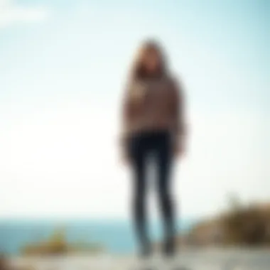 Elegance in Knitted Leggings A stylish knitted leggings set displayed on a serene background