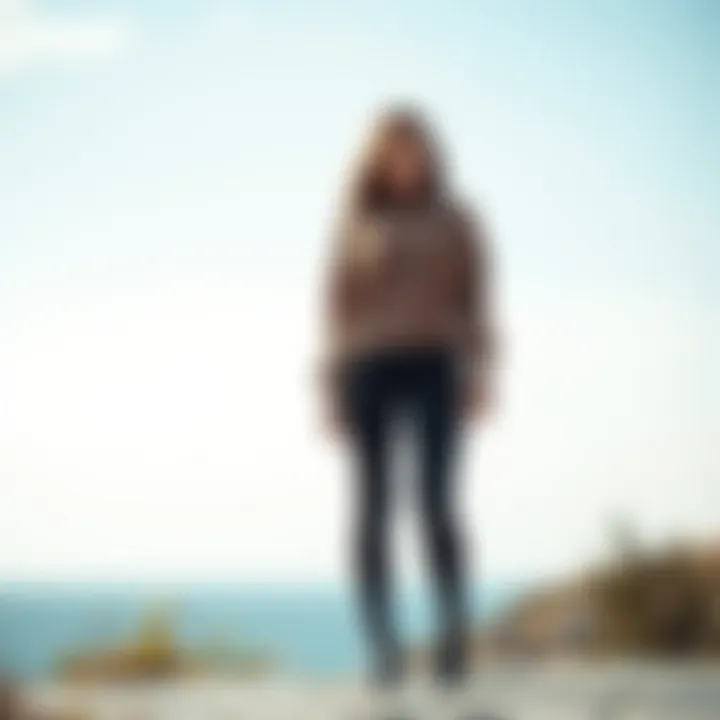 Elegance in Knitted Leggings A stylish knitted leggings set displayed on a serene background