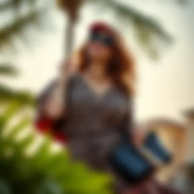 Stylish ensemble featuring a leopard print sarong with accessories