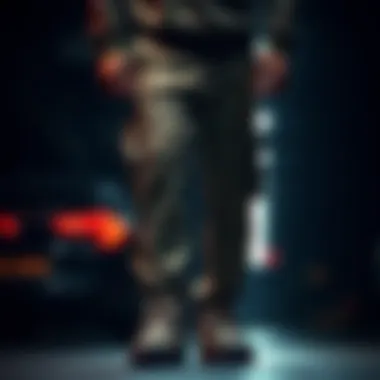 Artistic representation of letter graphics on cargo pants