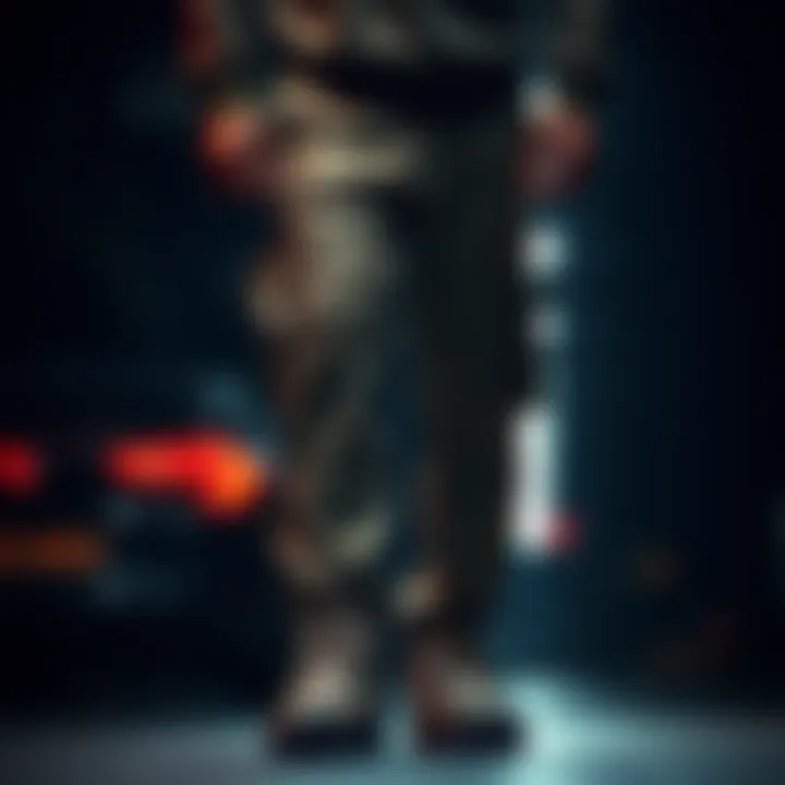 Artistic representation of letter graphics on cargo pants