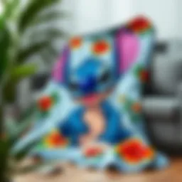 Lilo and Stitch throw blanket design featuring vibrant colors and characters
