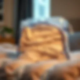 Vacuum storage bag showcasing comforters neatly compressed