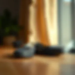 A pair of stylish mesh flats displayed elegantly on a wooden surface.