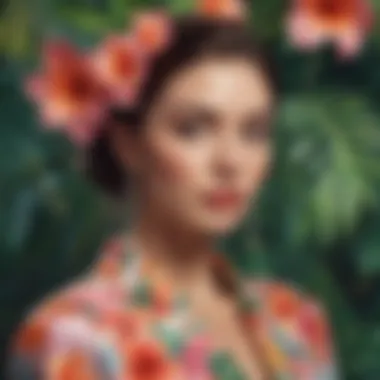 Models wearing silk clothing inspired by Hawaiian flowers