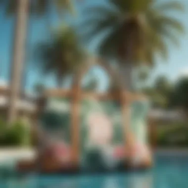 Stylish Monogram Pool Bag with Tropical Motif Stylish monogram pool bag with tropical motif under palm trees