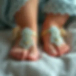 Elegant newborn barefoot sandals showcasing intricate designs