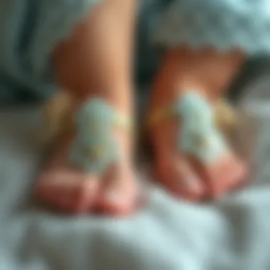 Elegant newborn barefoot sandals showcasing intricate designs