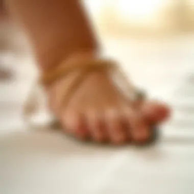 Close-up view of a handcrafted newborn barefoot sandal
