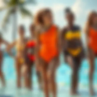 Celebrating Body Diversity in the Orange One Shoulder Swimsuit Diverse group of individuals confidently wearing the orange one shoulder swimsuit