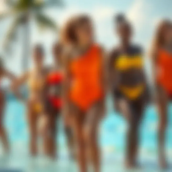 Celebrating Body Diversity in the Orange One Shoulder Swimsuit Diverse group of individuals confidently wearing the orange one shoulder swimsuit