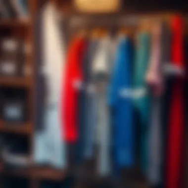 Organized Wardrobe Featuring Custom Name Stamps An organized wardrobe showcasing clothing labeled with custom name stamps