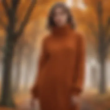 Embracing Comfort: The Oversized Turtleneck Sweater Dress in Autumn A stylish oversized turtleneck sweater dress in a cozy fall setting