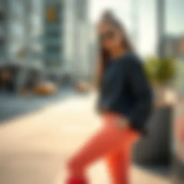 Urban Fashion Statement with Peach Booty Leggings Stylish individual wearing peach booty leggings in an urban setting