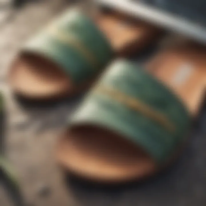 A close-up of eco-friendly materials used in the construction of slide sandals