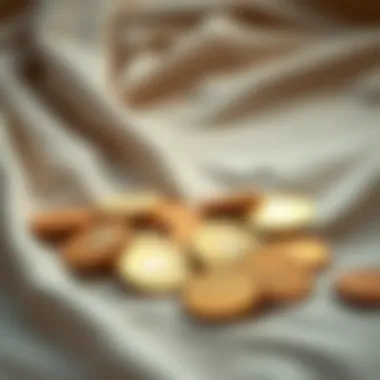 Aesthetic Display of Pocket Hug Coins Aesthetic arrangement of pocket hug coins on a soft fabric
