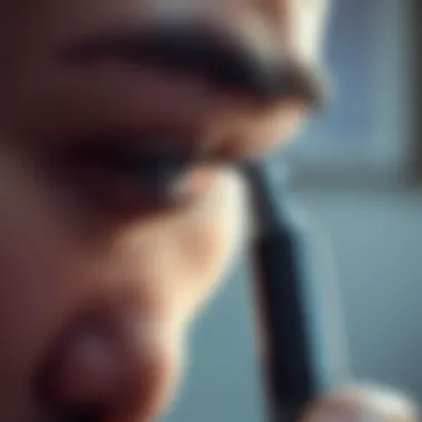 Precision Grooming with Electric Eyebrow Trimmer An electric eyebrow trimmer in action highlighting precision grooming