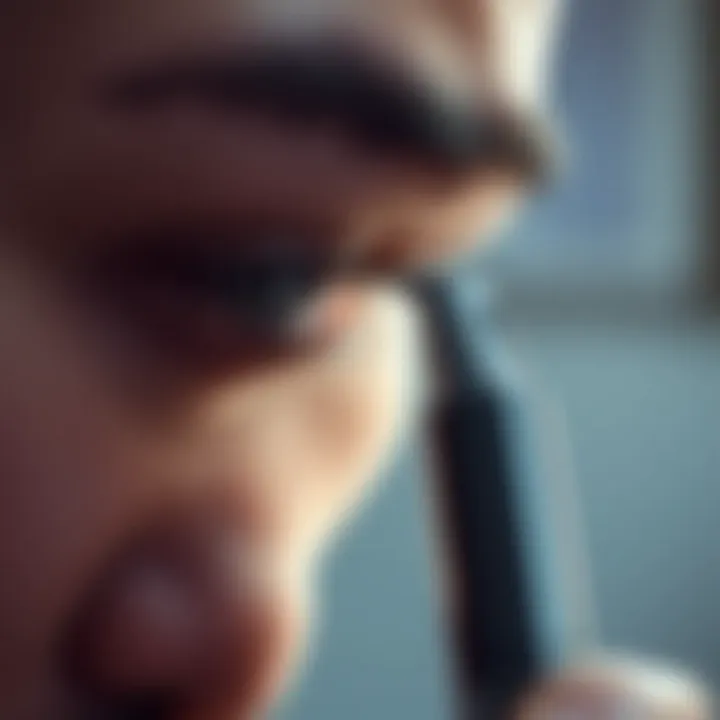 Precision Grooming with Electric Eyebrow Trimmer An electric eyebrow trimmer in action highlighting precision grooming