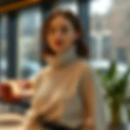 Elegant rib knit turtleneck in a modern setting