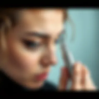 Proper Technique for Eyebrow Epilator User demonstrating safe handling of an eyebrow epilator