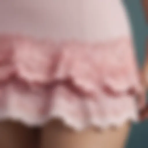 Close-up of the scalloped edges of a swim skirt, showcasing intricate design.