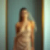 A model showcasing a sheer fabric dress that elegantly drapes over the body