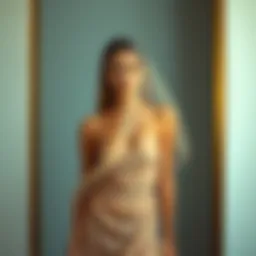 A model showcasing a sheer fabric dress that elegantly drapes over the body