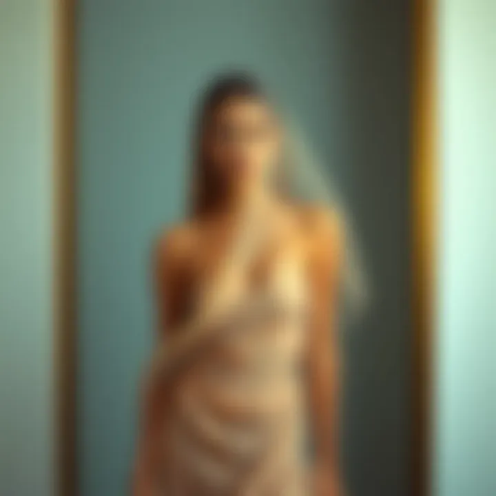 Elegance in Sheer: The Art of Draping A model showcasing a sheer fabric dress that elegantly drapes over the body