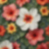 Vibrant silk Hawaiian flower pattern on fabric