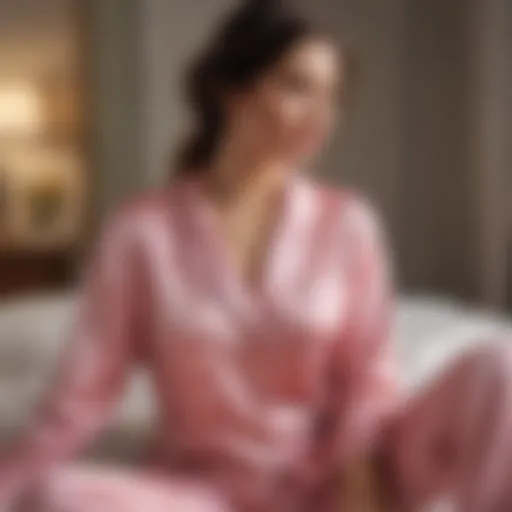 Luxurious silk-like pajama set displayed elegantly