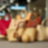 Diverse Styles of Straw Handbags A collection of stylish straw handbags in various shapes and colors