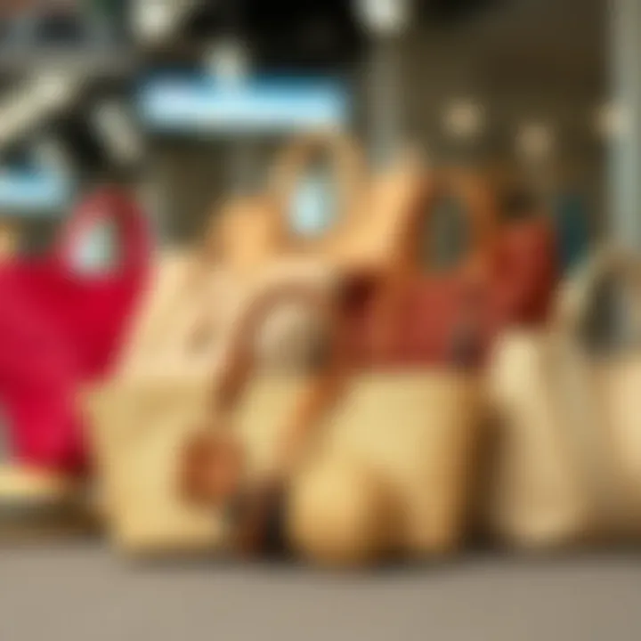 Diverse Styles of Straw Handbags A collection of stylish straw handbags in various shapes and colors